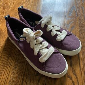 Sperry Crest Vibe Women’s Size 8.5 Sneakers STS82618 Maroon Chunky Laces Shoes